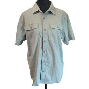 Sierra Designs Mens M Sage Green Short Sleeve Hiking Shirt Woven Stretch Outdoor